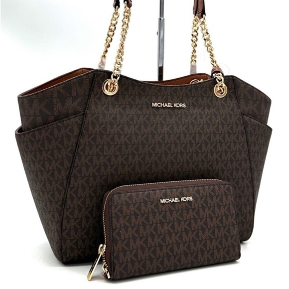 Michael Kors Large Jet Set Travel Chain Shoulder Bag & Flat Phone Case Wallet - Picture 3 of 15